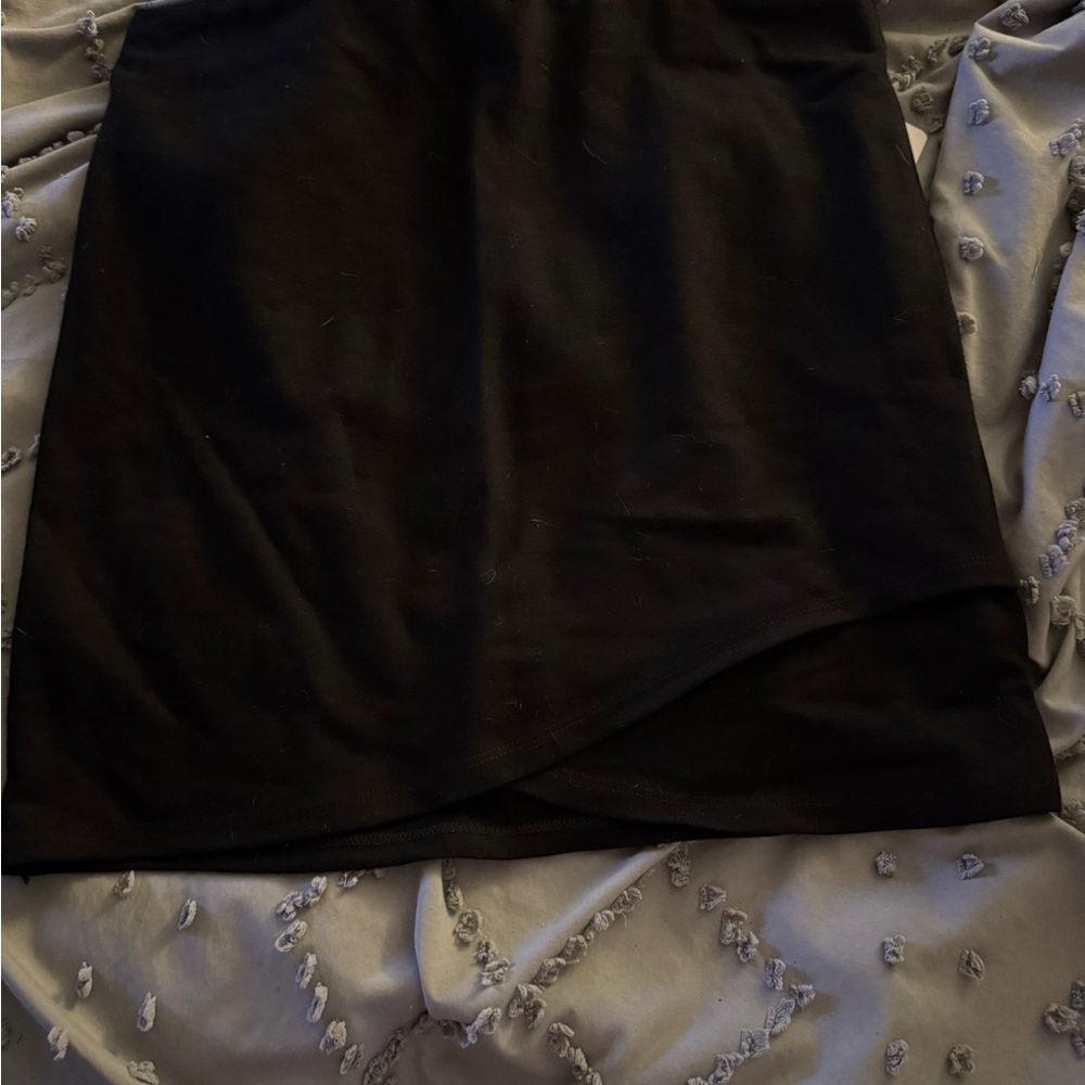Bishop + Young Black Asymmetrical Wrap Mini Skirt